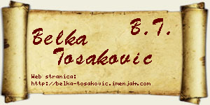 Belka Tošaković vizit kartica